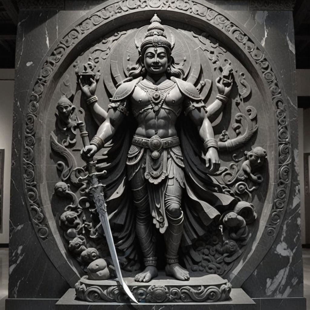 Majestic Vishnu Statue with Cosmic Sword