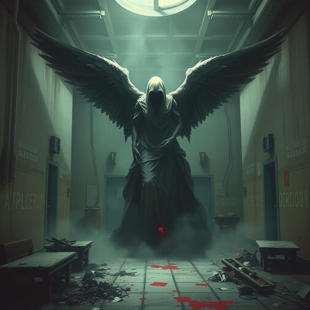 Angel of Death in Abandoned Hospital: Gothic Horror