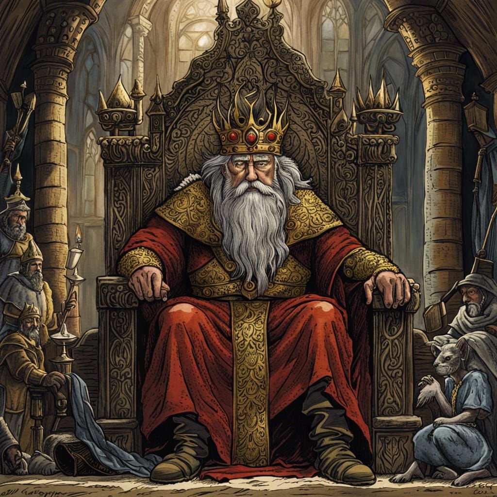 Unhappy Old King on Battered Throne