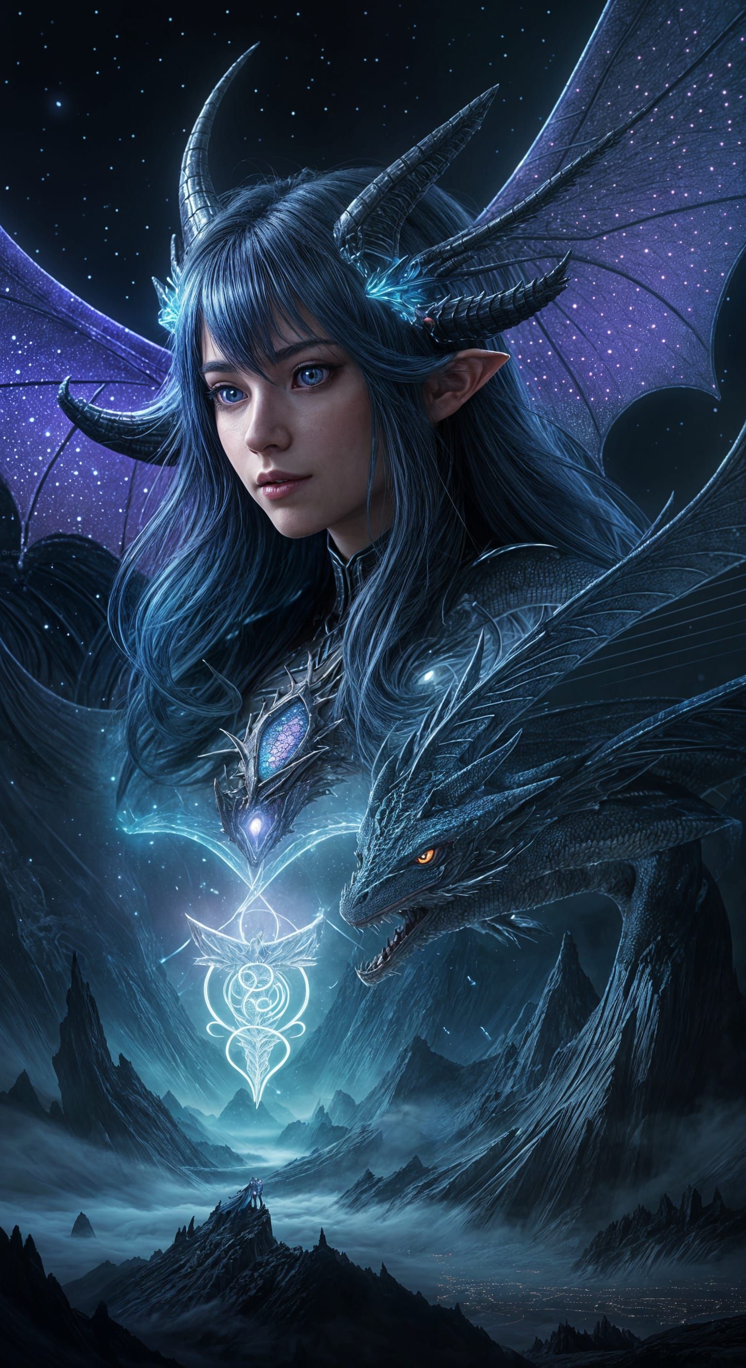 Dragon Girl with Black Scales in 3D Anime Art