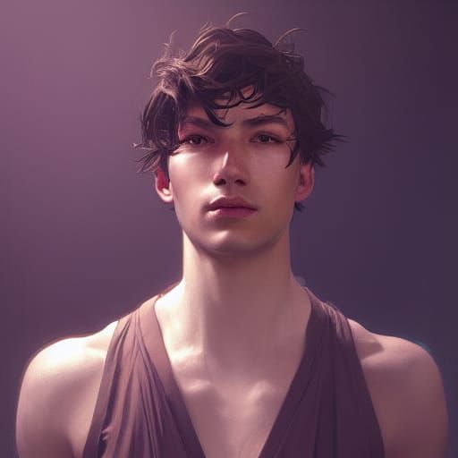 Hyperdetailed Portrait of Boy in Art Nouveau Style