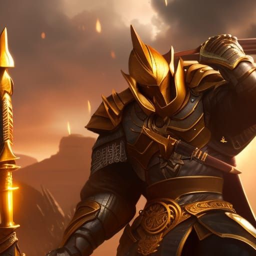 Fantasy Warrior with Spear and Shield Concept Art