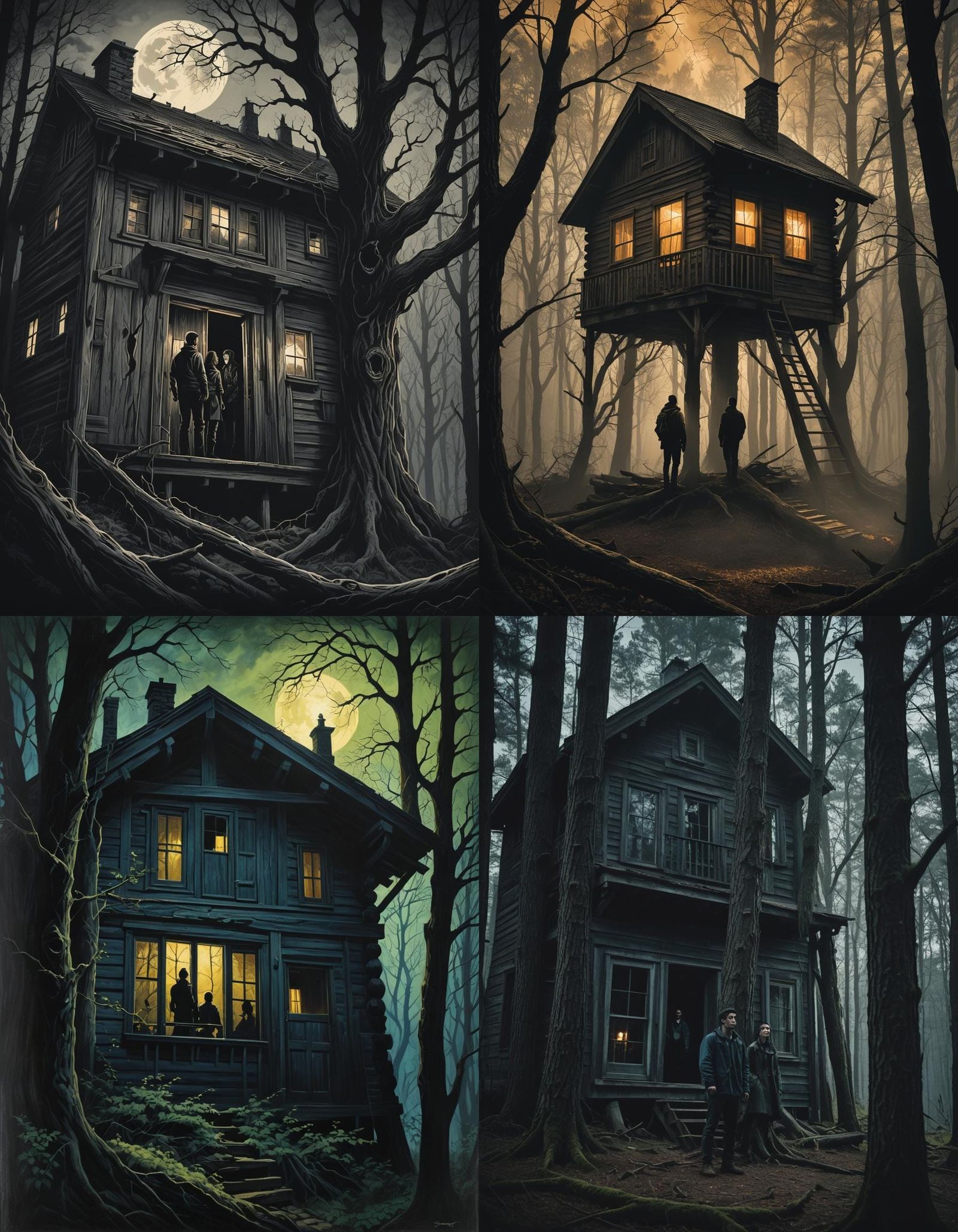 Eerie Cabin Scene in the Woods