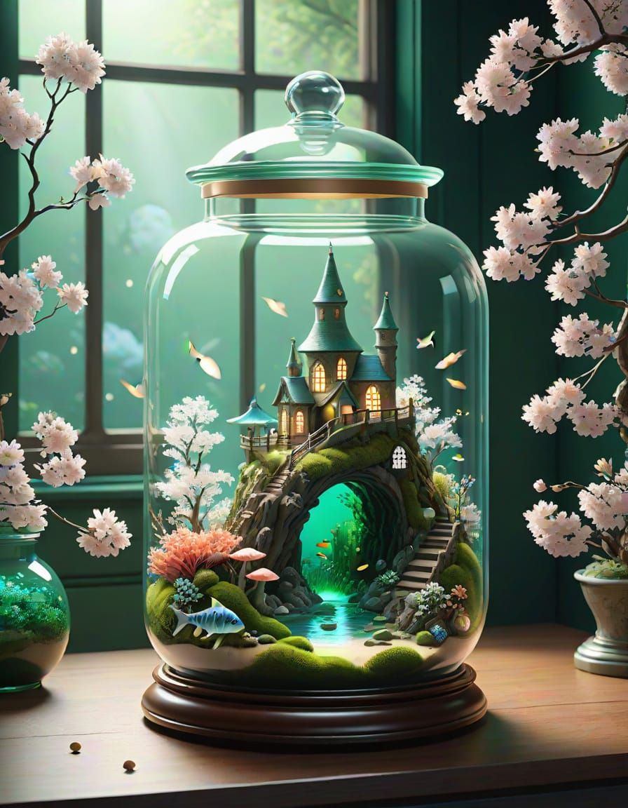 Underwater Kingdom in a Jar: Watercolor Art