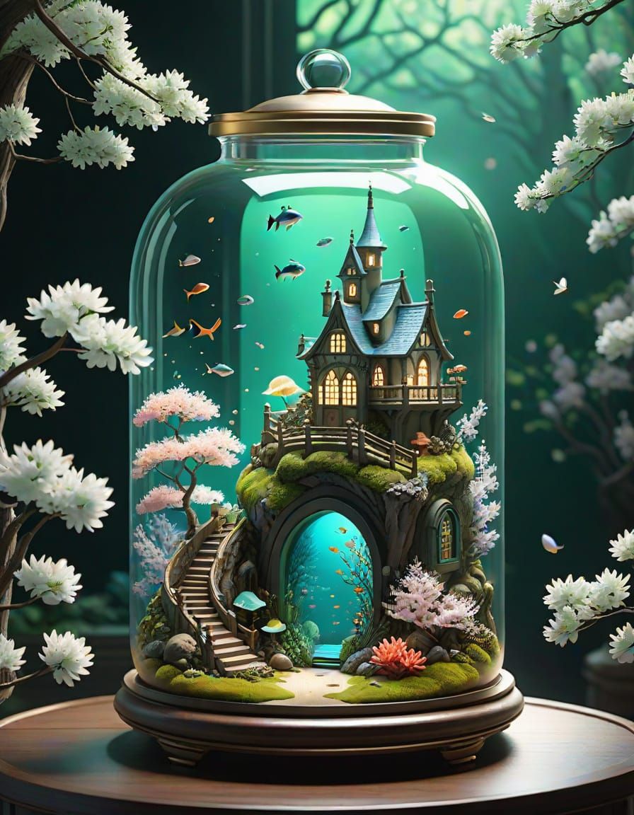 Underwater Kingdom in a Jar: Anime-Inspired Art
