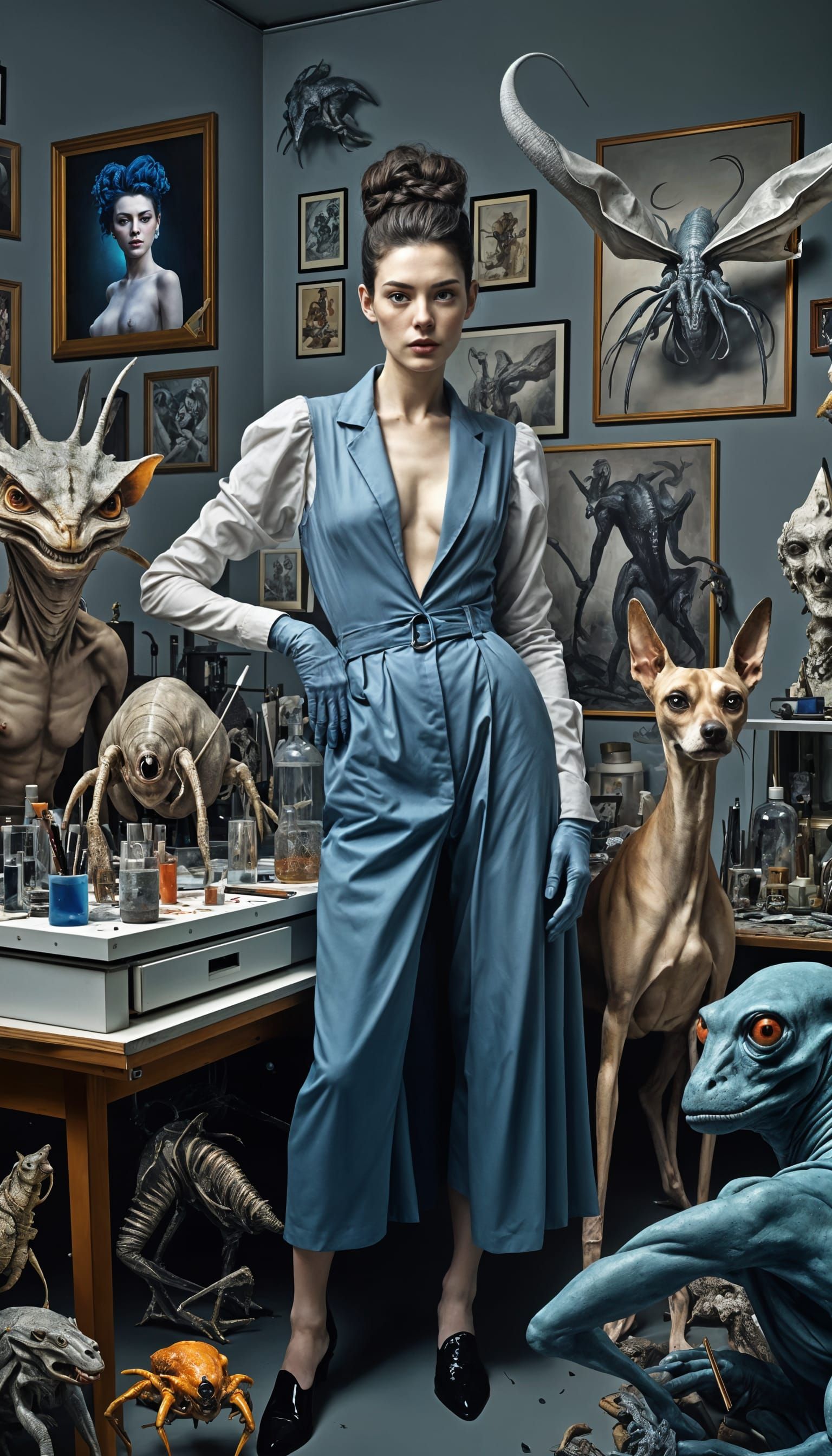 Exotic Portraits in Surreal Laboratory, Hyperrealistic Detai...