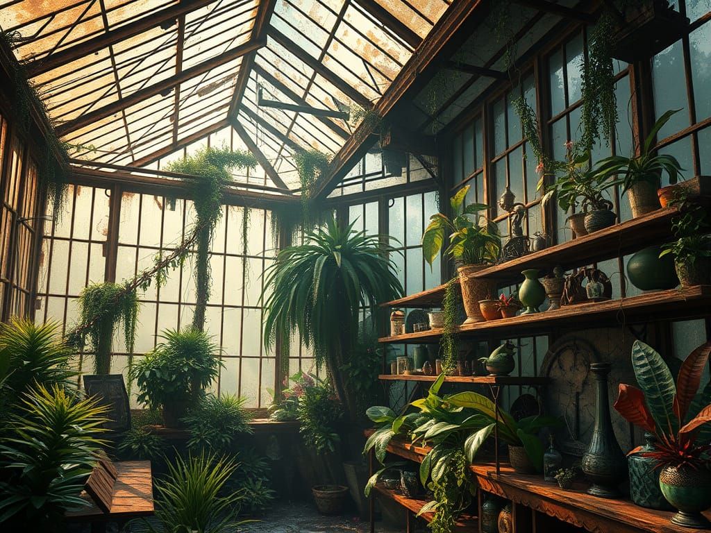 Ethereal Abandoned Greenhouse Sanctuary