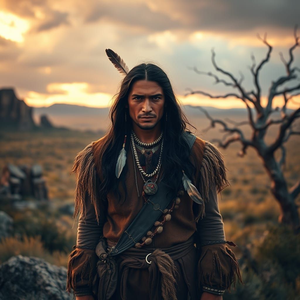 Majestic Cherokee Warrior in Earthy Tones
