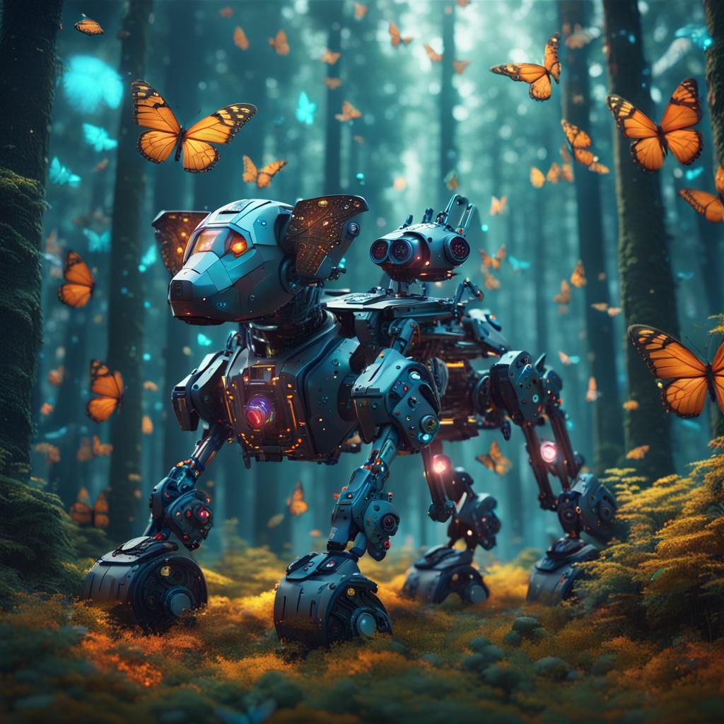 Robotic Dog in Virtual Reality Forest