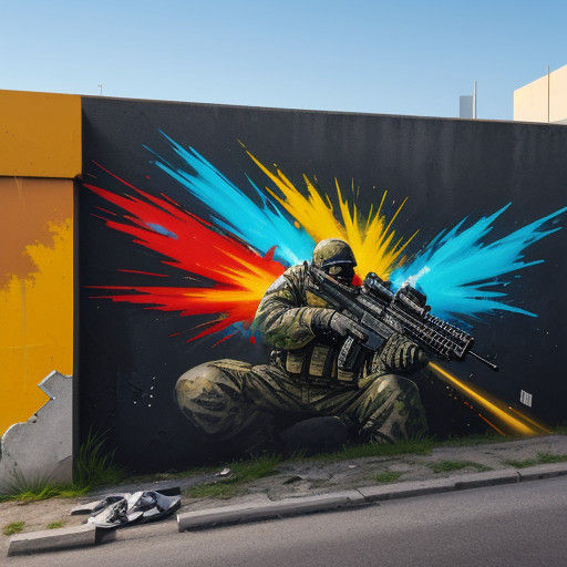 Vibrant Street Art Soldier Sniper in Abandoned City