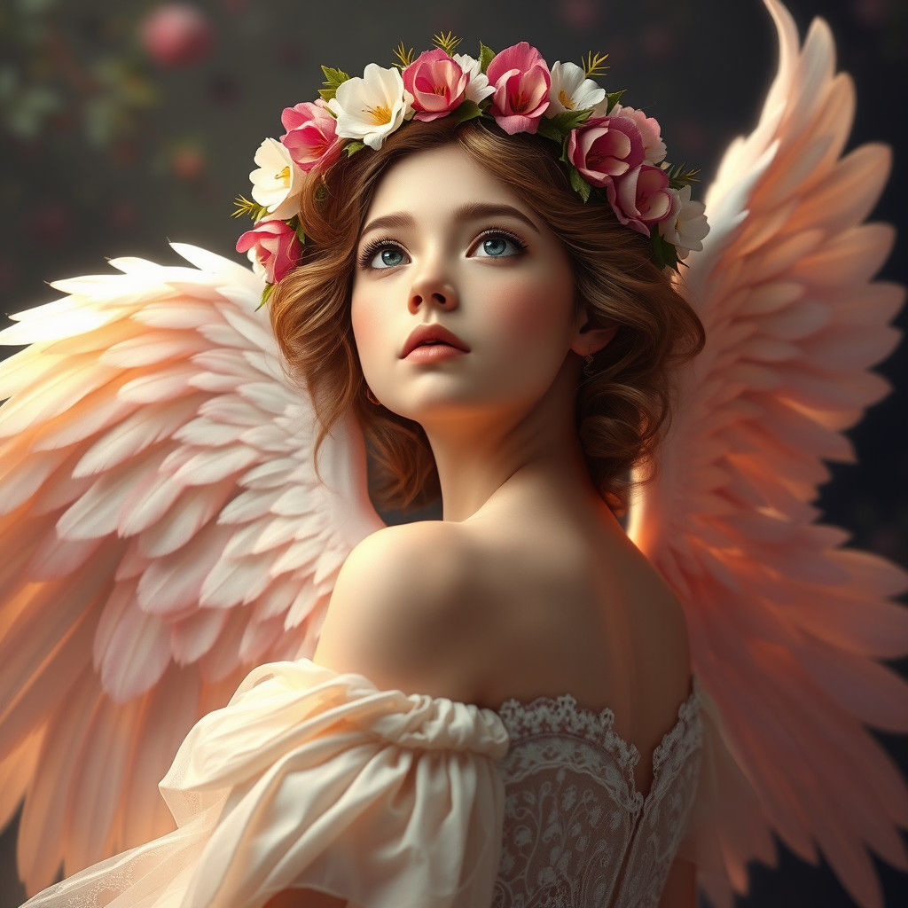 Ethereal Flower Girl with Angel Wings