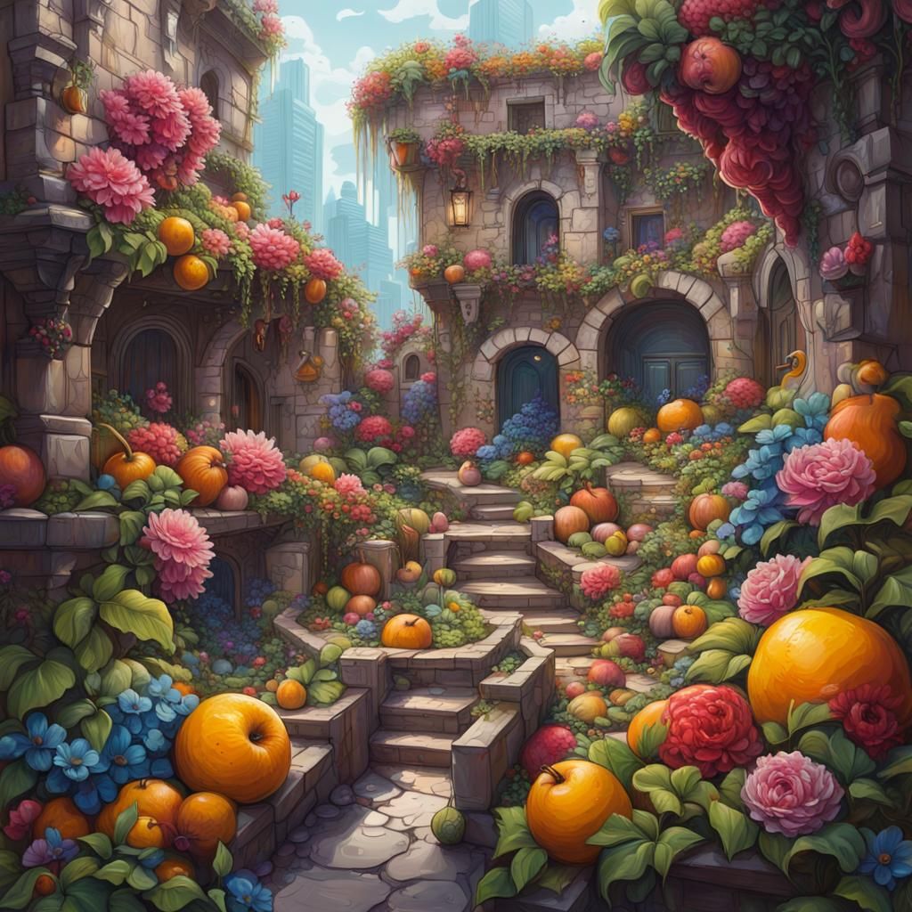 Dungeons and Dragons Garden in Graffiti Art Style