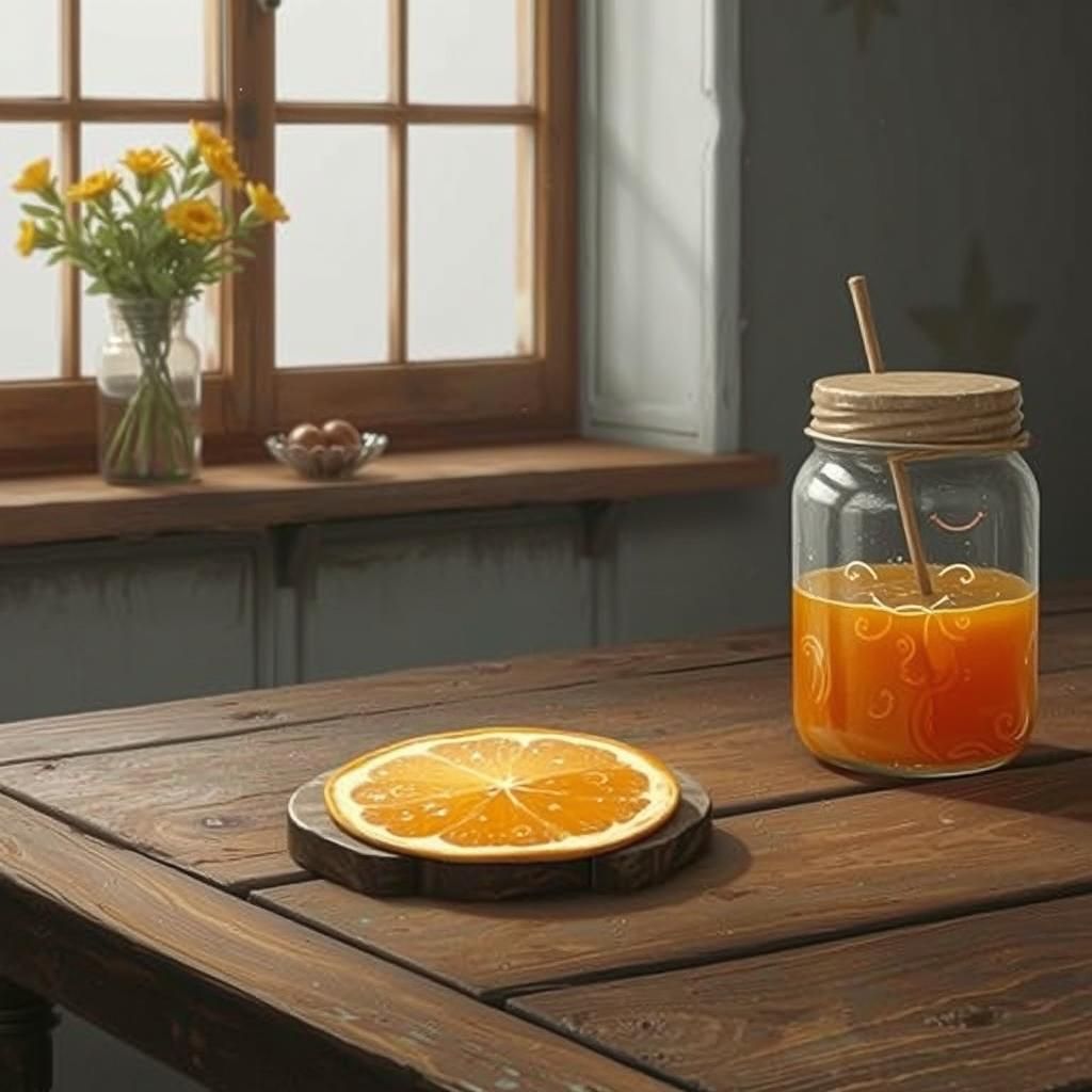 Living Marmalade Jar in Impressionist Concept Art Style