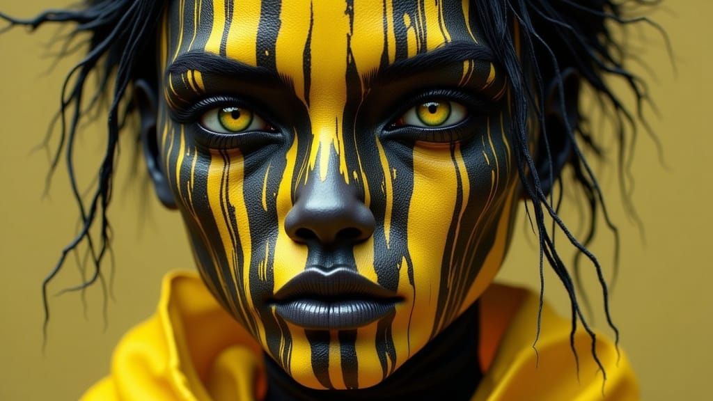 Regal Alien Woman with Yellow and Black Stripes