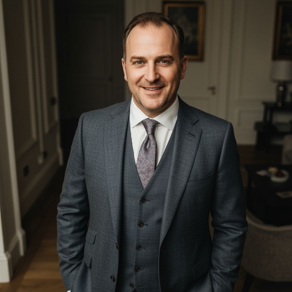 Confident Man in Suit: Realistic Portrait Photography