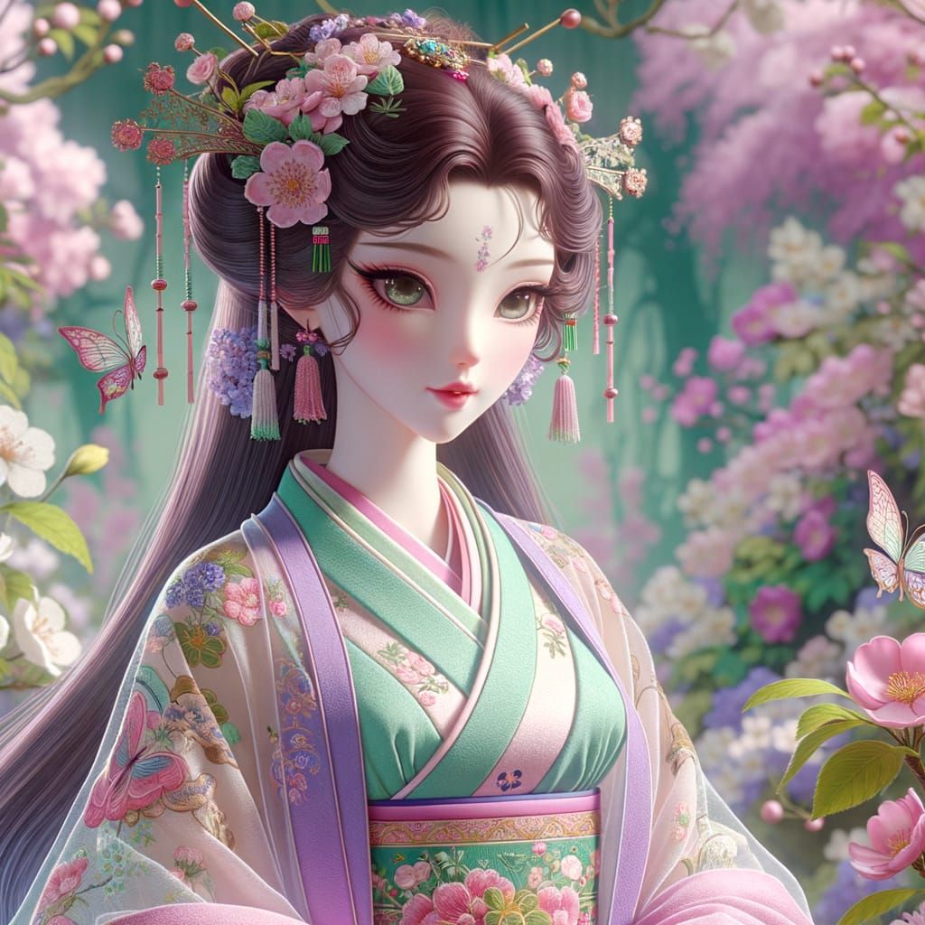 Spring Maiden in Royal Garden, Animated Style