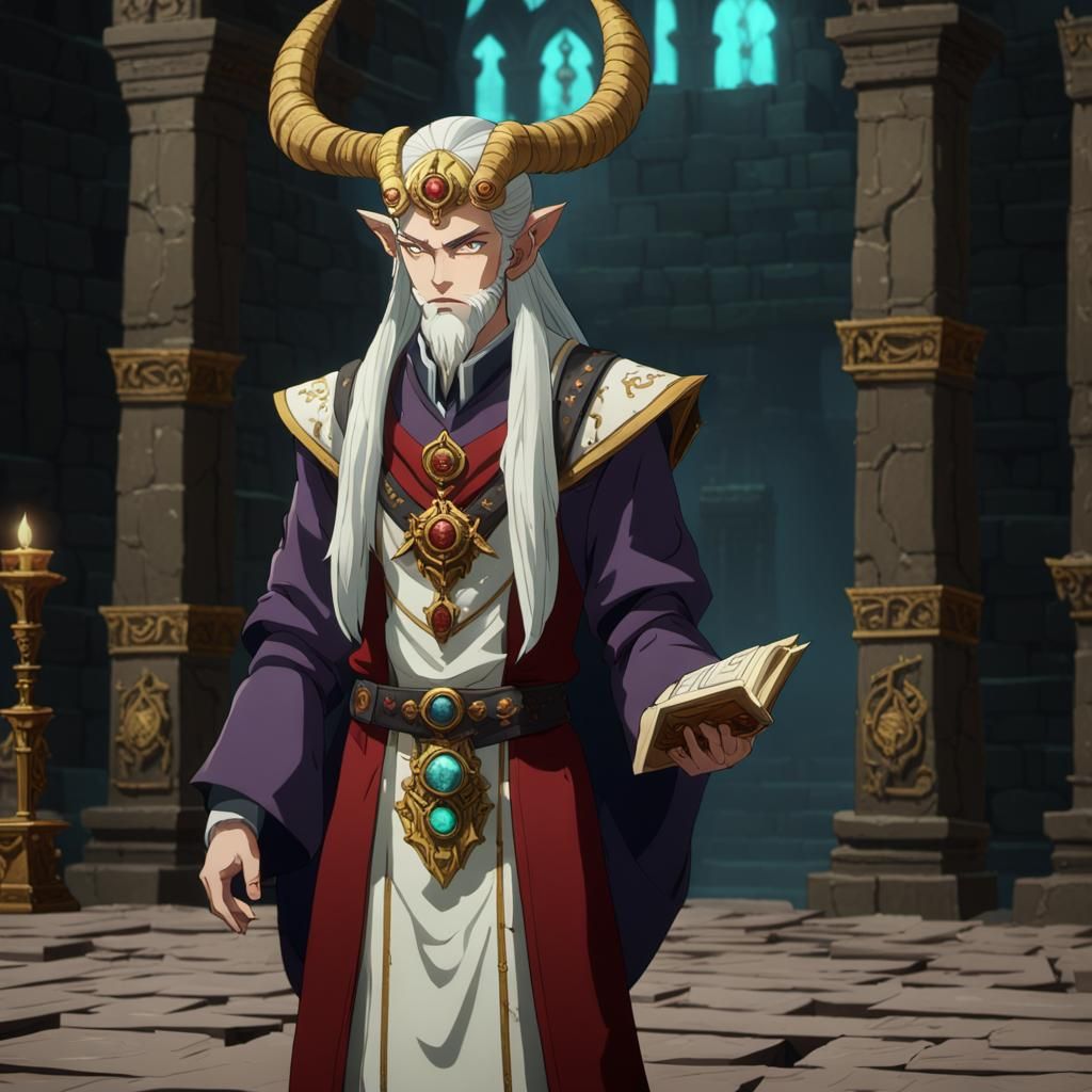 Cyberpunk Anime Scholar in a Forgotten Library