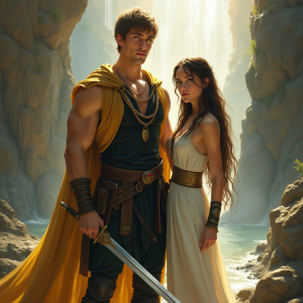 Fantasy Warriors on Canyon Bridge in Digital Matte Painting