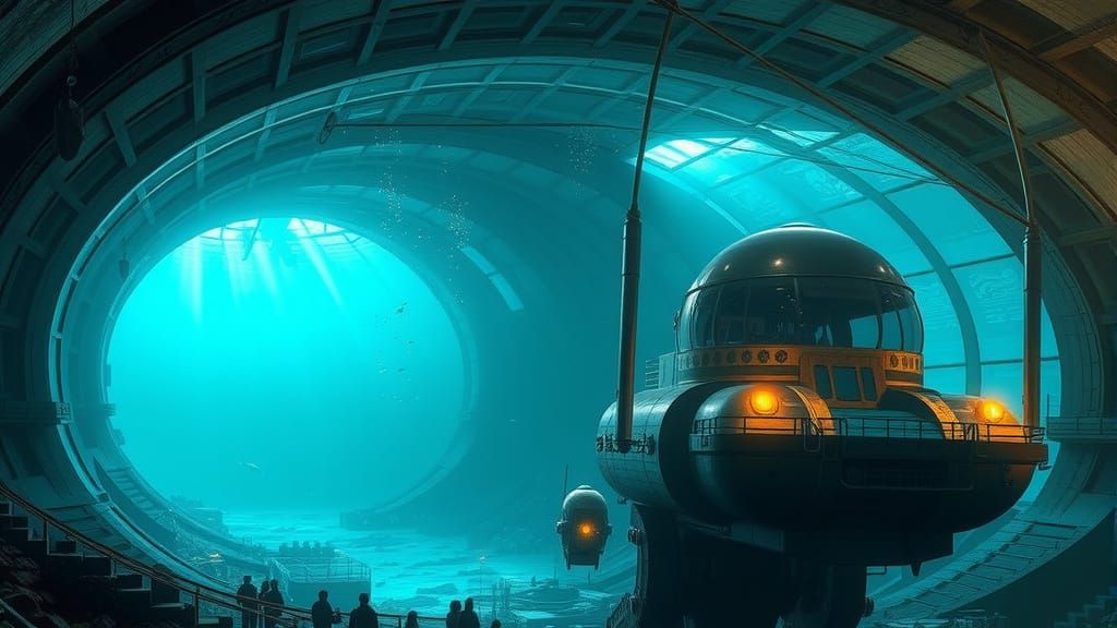 Underwater City with Domes and Glass Tunnels