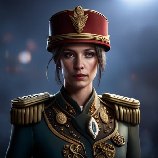 Detailed Matte Painting: Stunning Female Army Officer