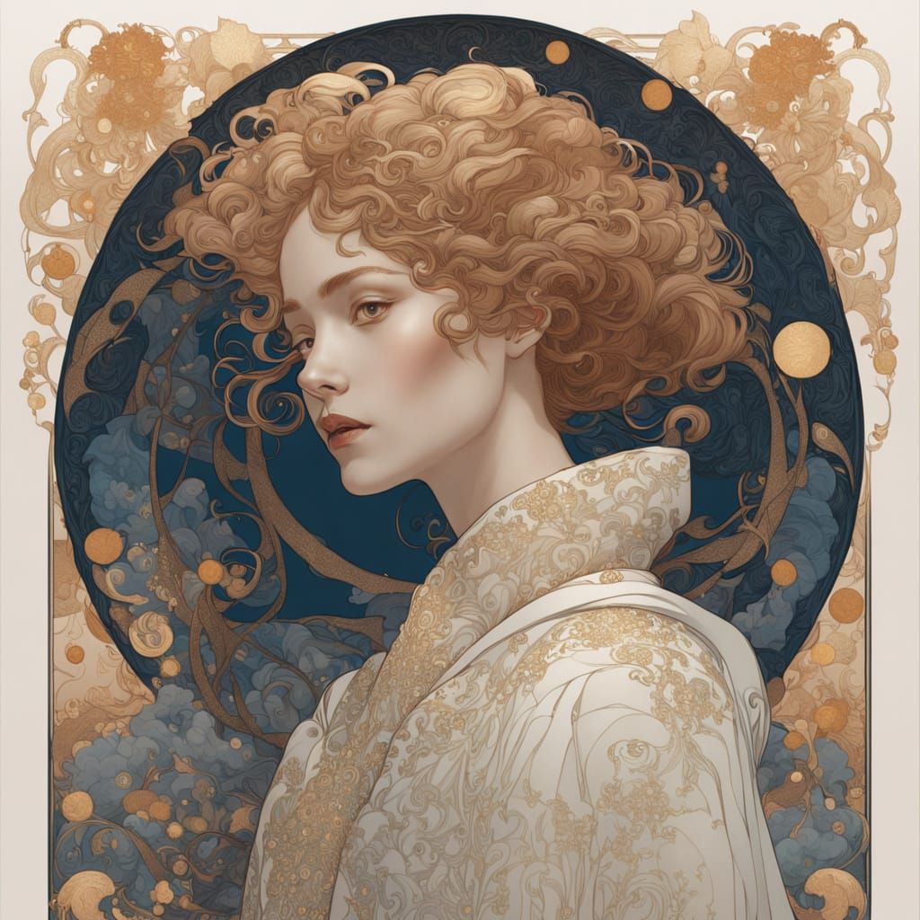 Ethereal Art Nouveau Goddess in Incandescent Glow