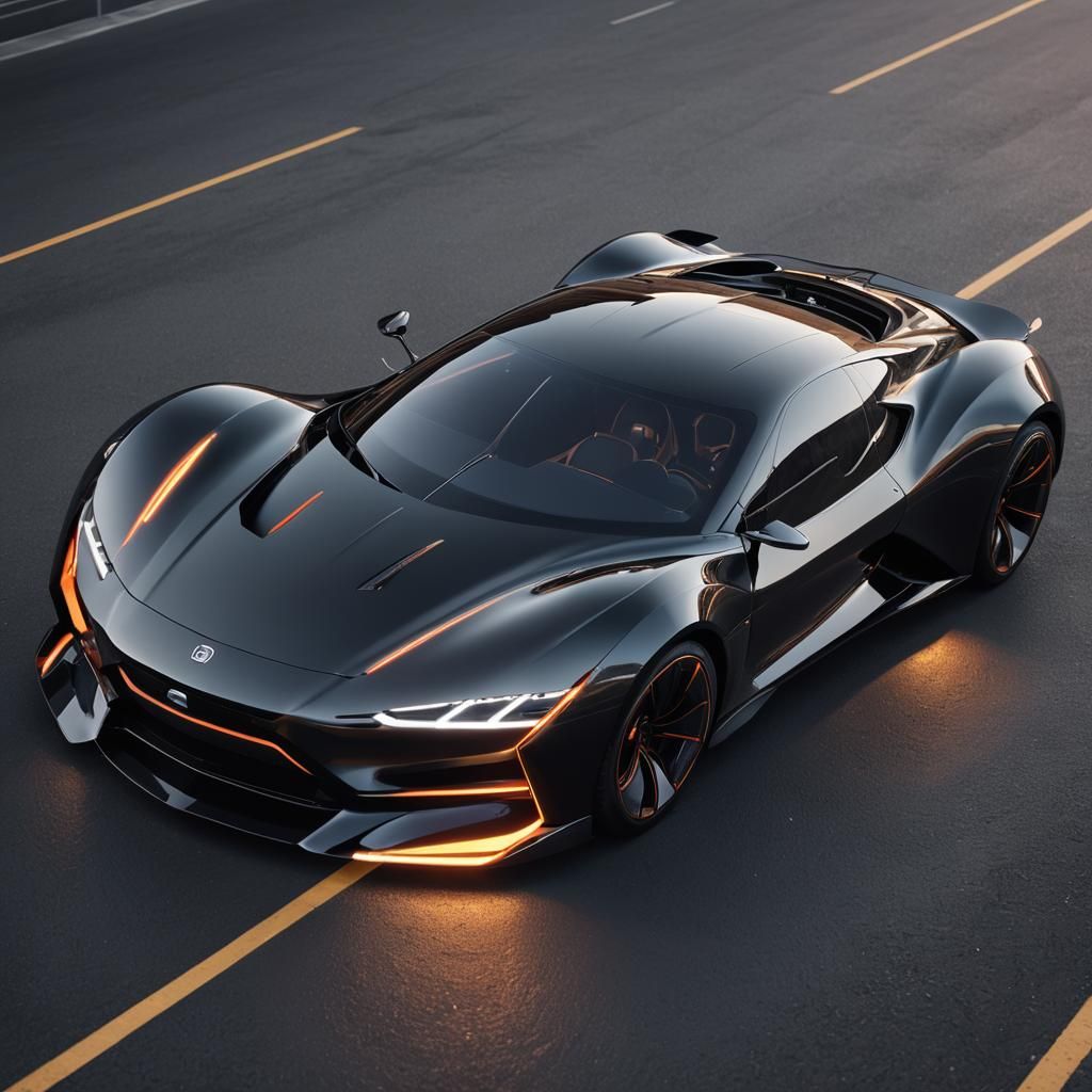 Sleek Metallic Black Futuristic Concept Car