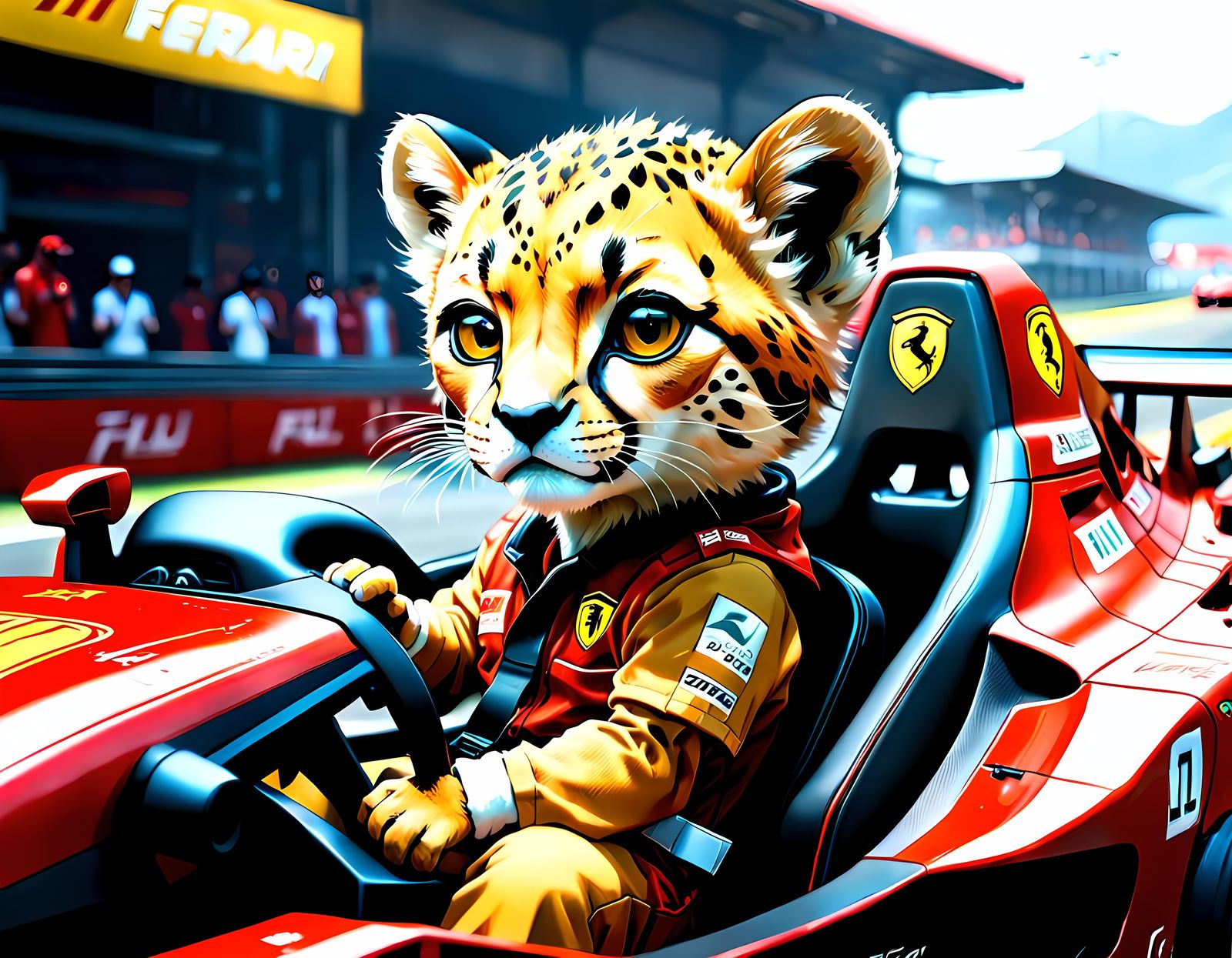 Ferrari F1 Baby Cheetah Pokemon Driver Portrait