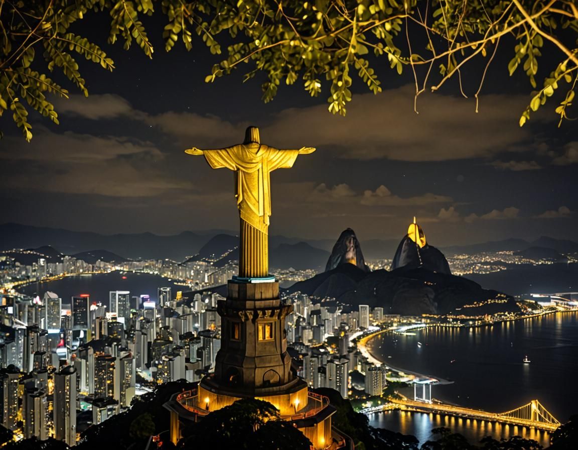 Illuminated Corcovado, Rio de Janeiro: Dramatic Digital Pain...