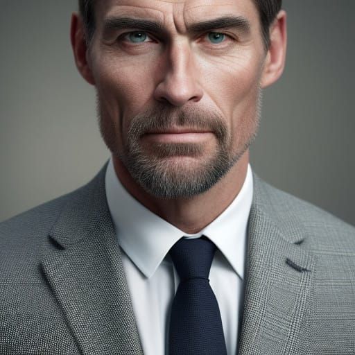 Chiseled, Ruggedly Handsome Man in Hyper-Realistic Portrait