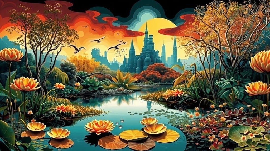 Sunset Over Mangrove Forest: Photorealistic Impression