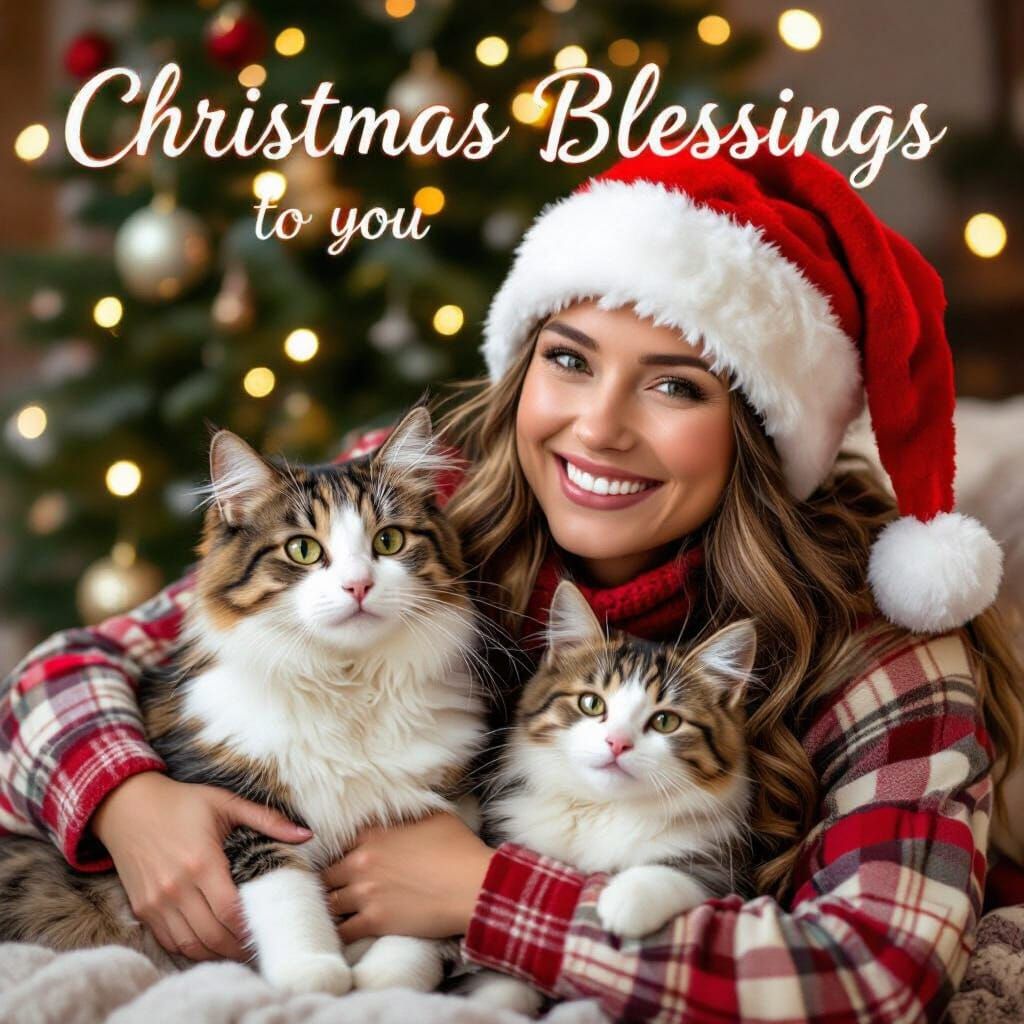 Festive Cats Celebrate Christmas with Furry Friends