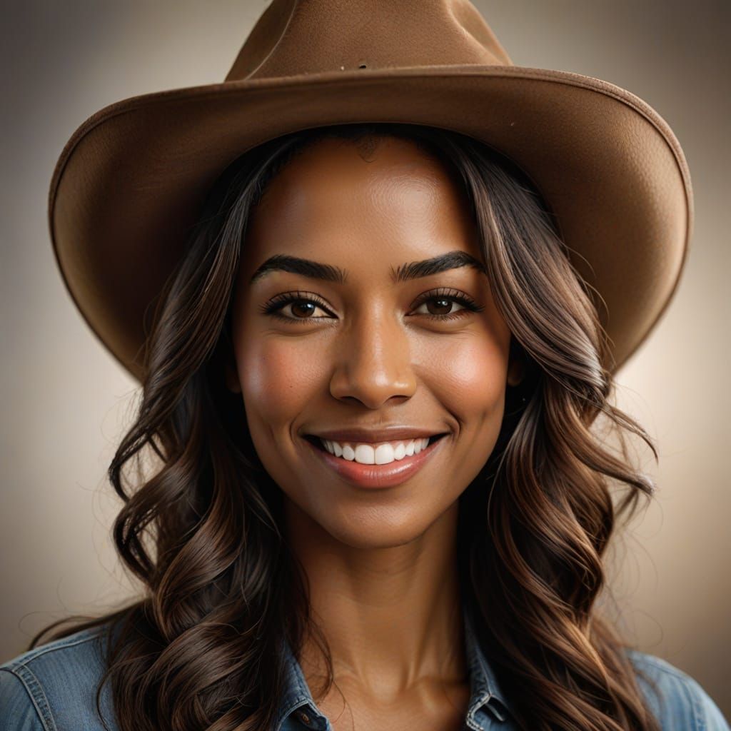 Creole Beauty in Cowboy Hat: High-End Portrait Photography