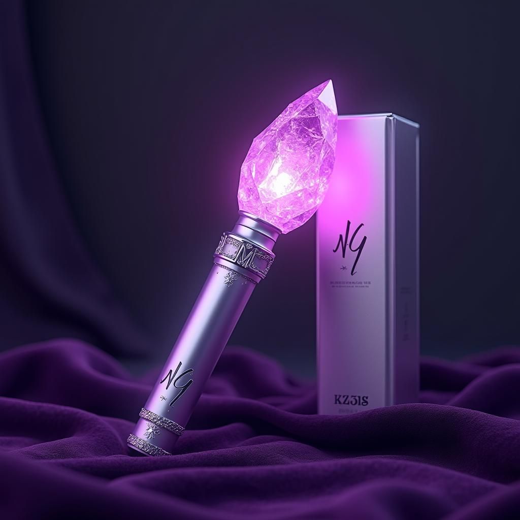 Silver and Purple K-Pop Lightstick in Digital Painting Style