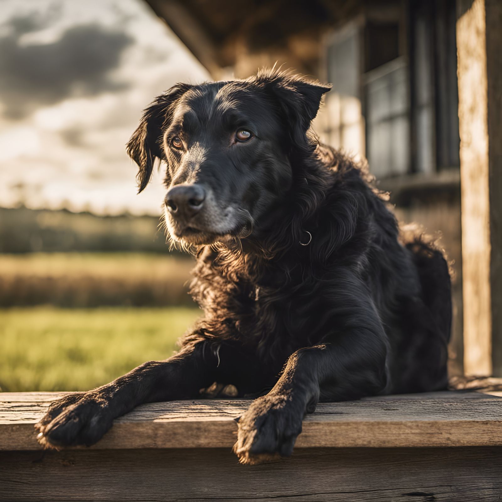 Content Old Kelpie Enjoying the Sunset