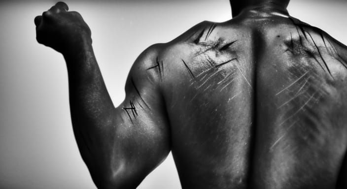 Whip Scars: A Hyperrealistic Portrait of Sadness