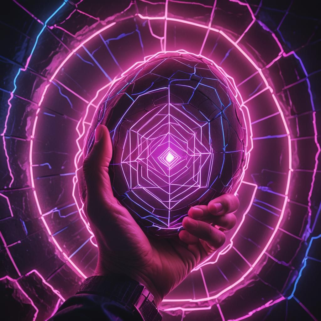 Synthwave Neon: Person Holding Mandela Stone