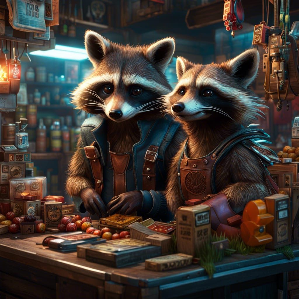 Two clever raccoons