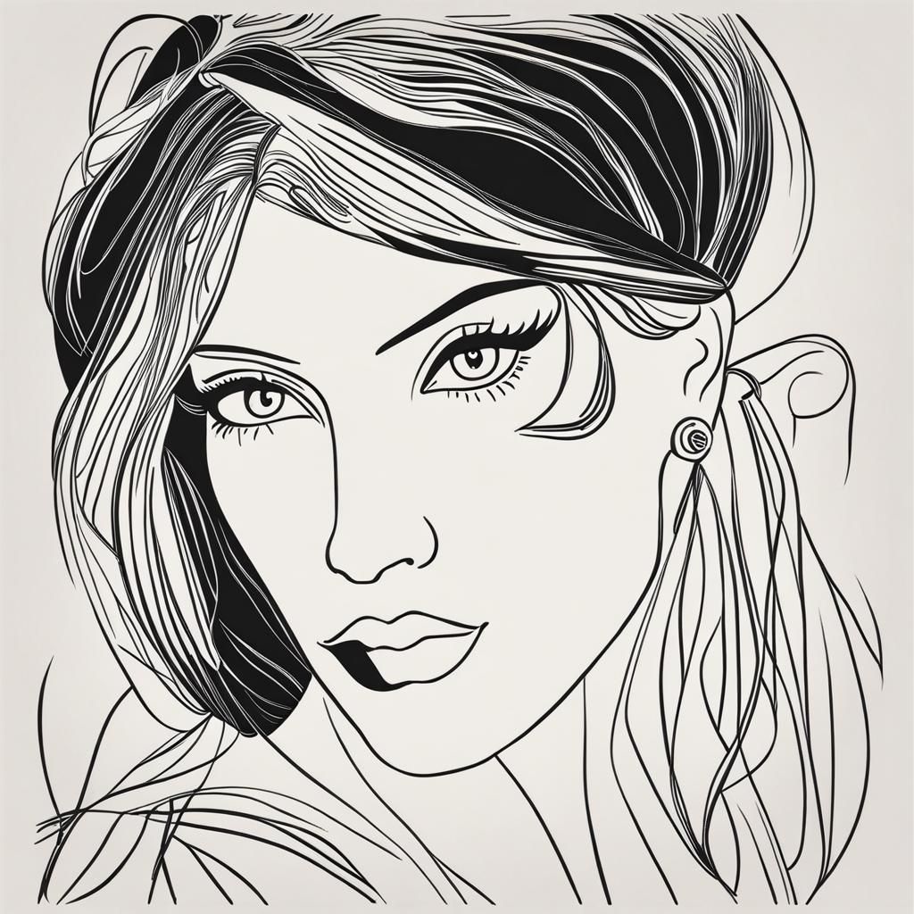 Minimalist One-Line Portrait with Watercolor Background