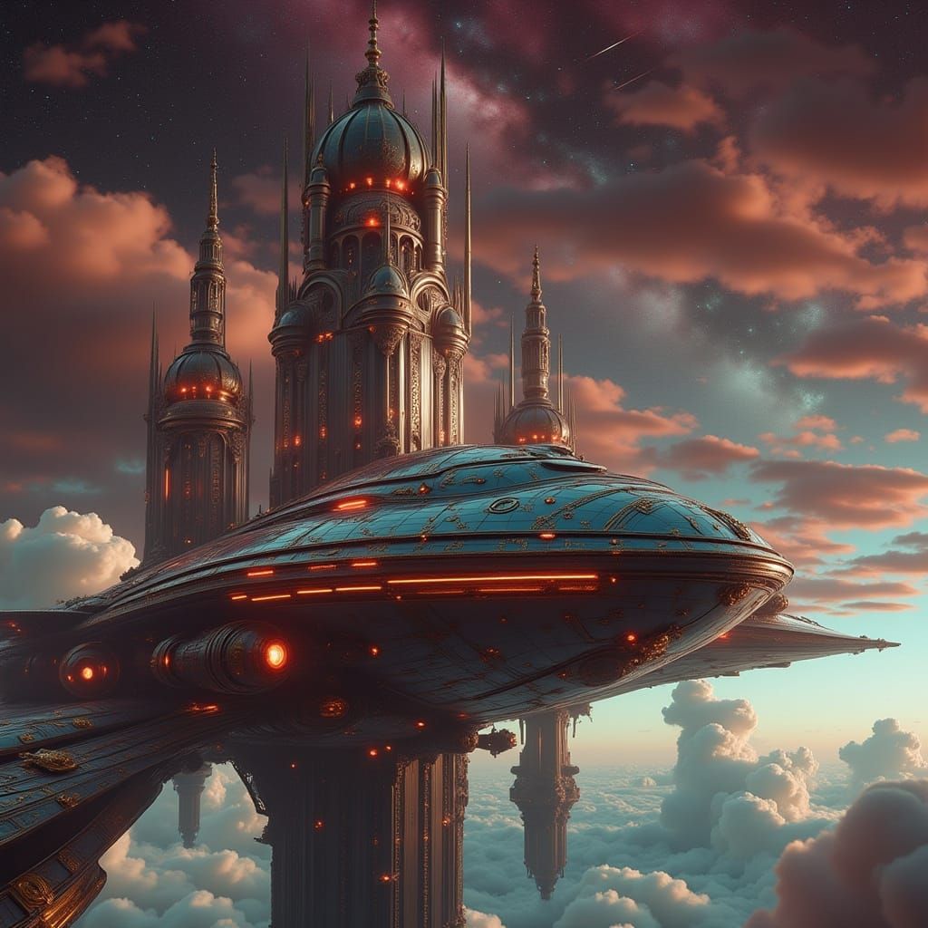 Sci-Fi Child on Slide with Rococo Wave Style