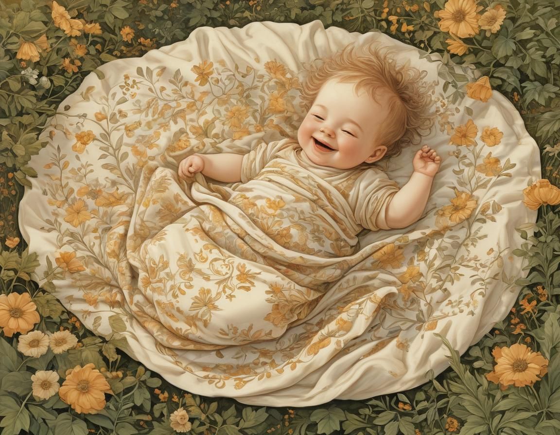 Whimsical Garden Scene in Dreamy Watercolor-Inspired Style