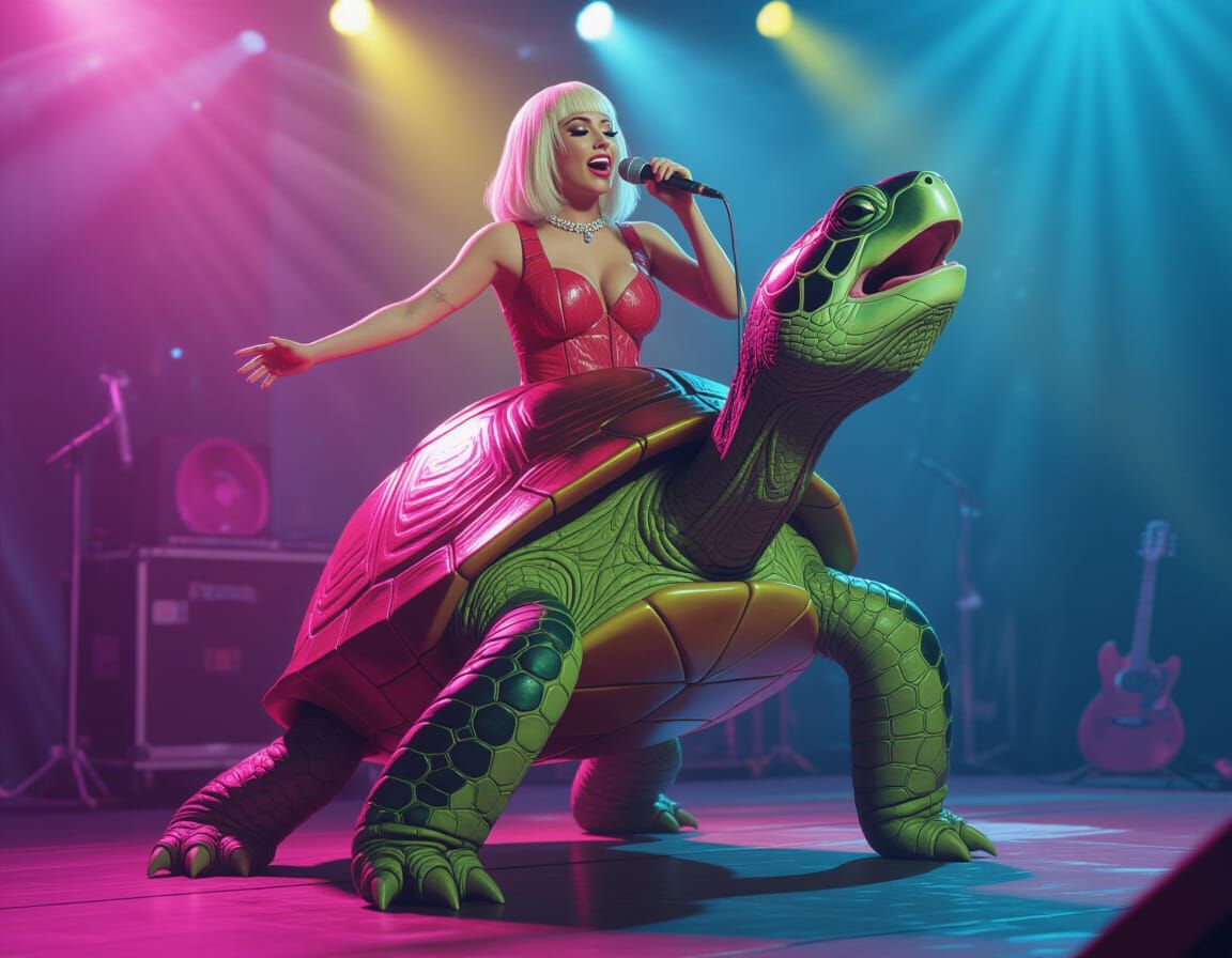 Turtle Sings in Meat Dress: Digital Art