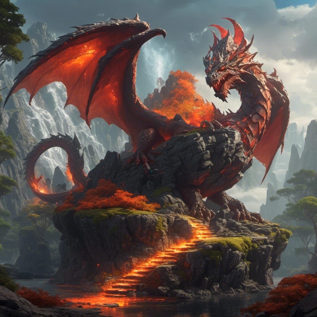 Elemental Stone Dragon in Animation Style