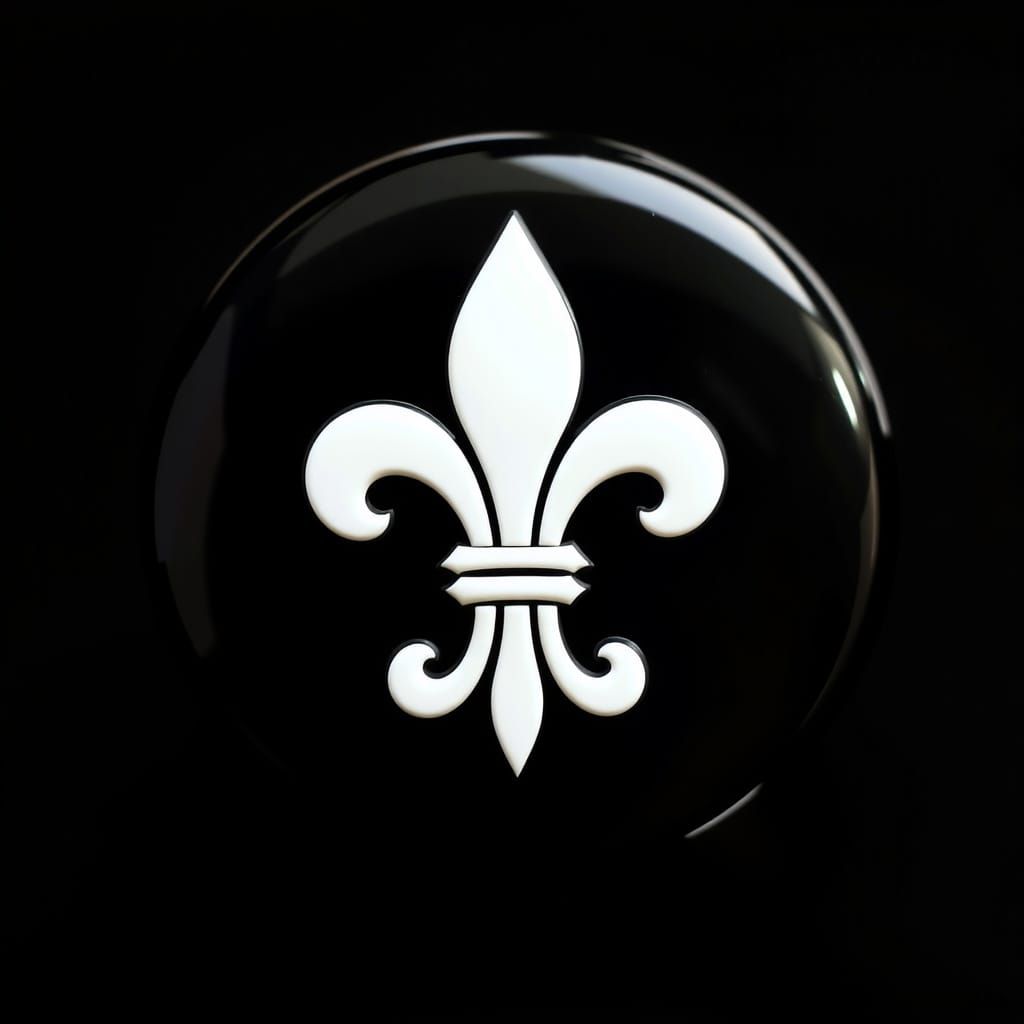 Fleur de Lis Emblem on Black Button