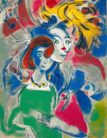 Lady in Lively Street Scene, Expressive Abstraction