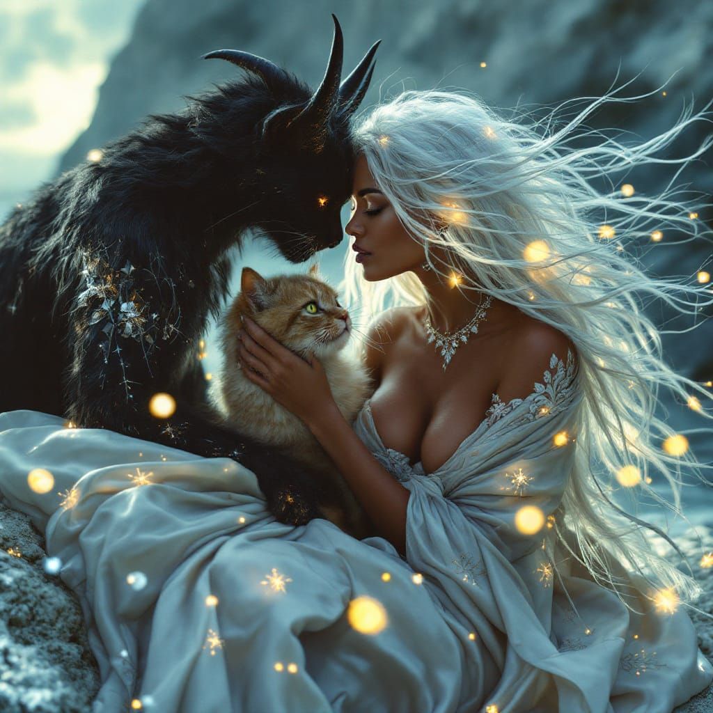 sorcière  aux chats