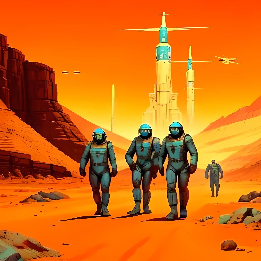 Soviet Cosmonauts on Mars: Retro-Futuristic Concept Art