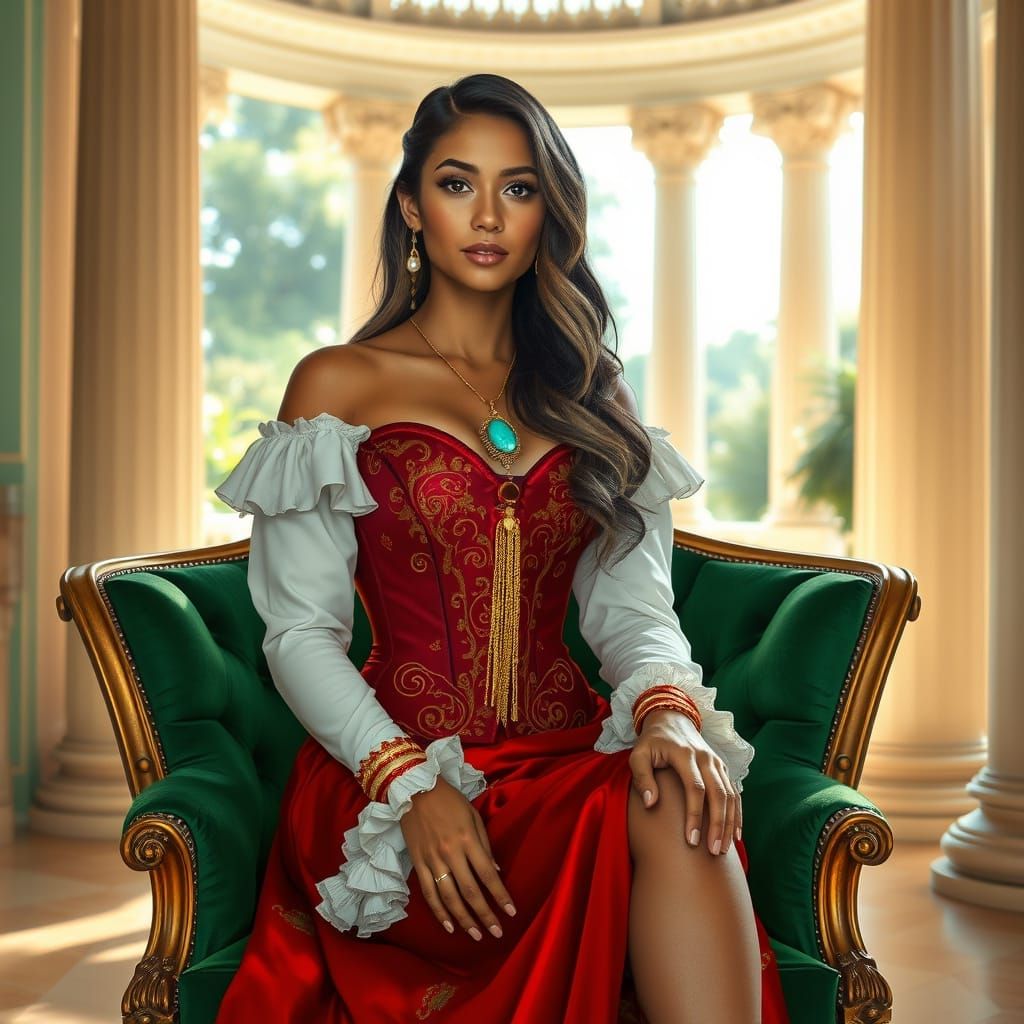 Elegant Latina Woman in Historical Gown