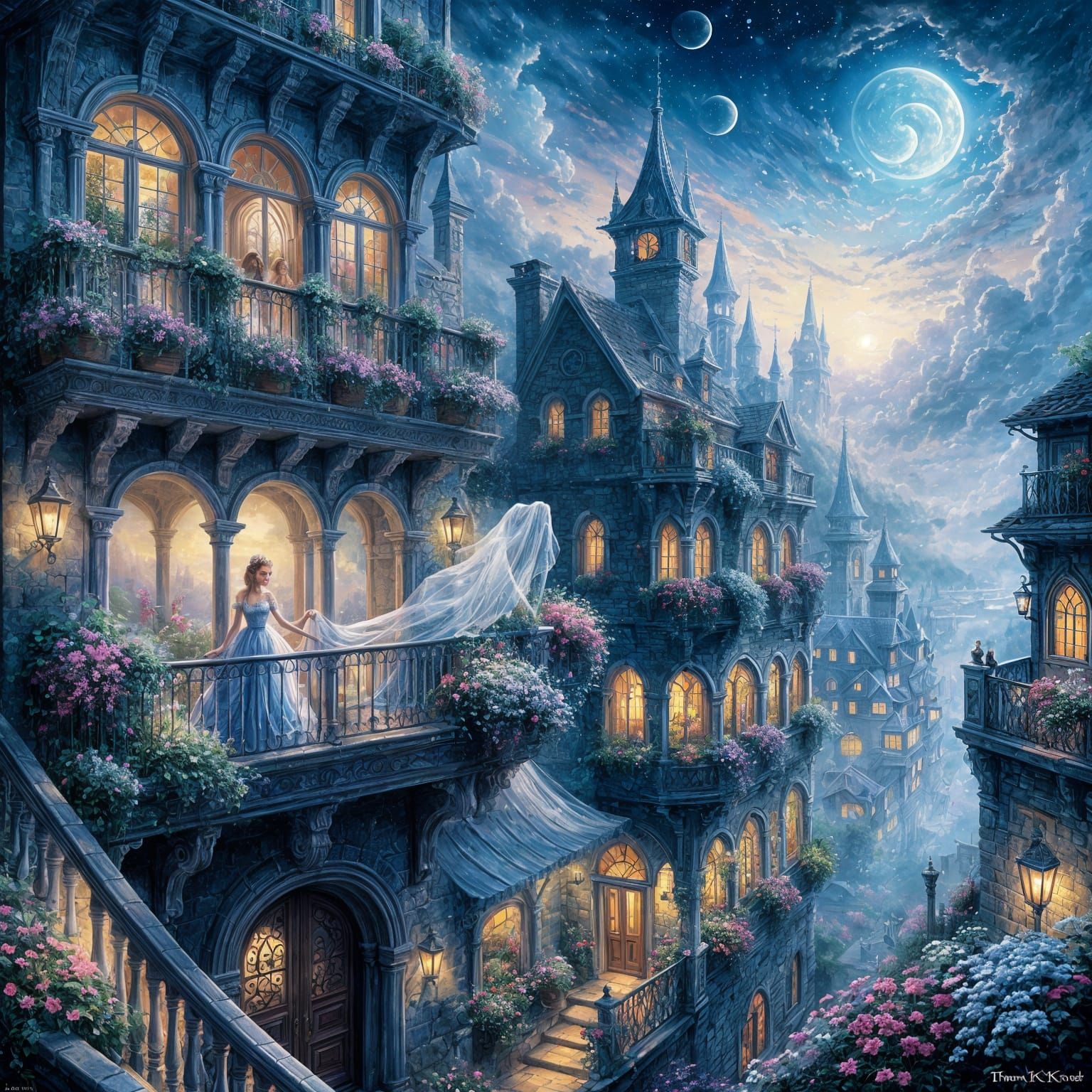 Ethereal Princess Balcony Scene in Fantasy Style