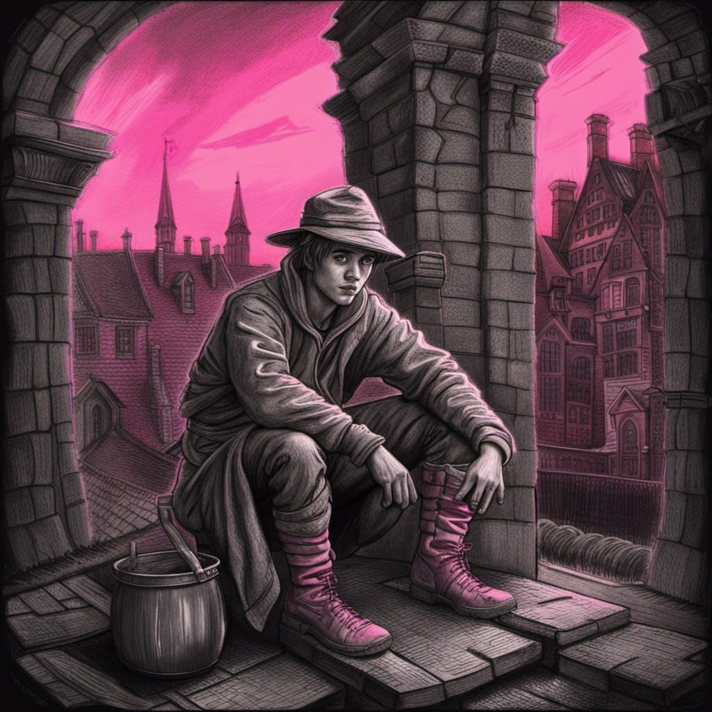 Justin Bieber as Gong Farmer: Synthwave Horror Art