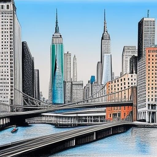 Unique Ink and Charcoal Portrait of New York City